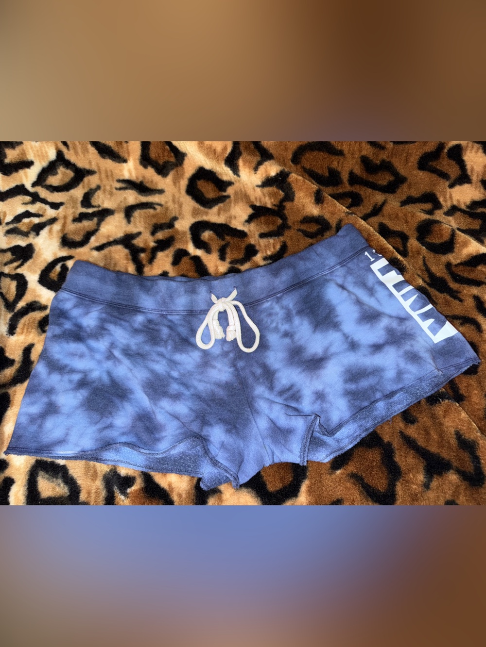 PINK Victoria's Secret Blue Tie-Dye Lounge Shorts with Drawstring